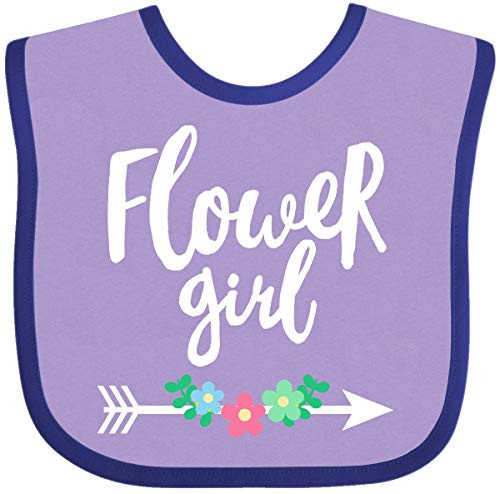 Inktastic Flower Girl with Arrow and Flowers Baby Bib Lavender and Purple