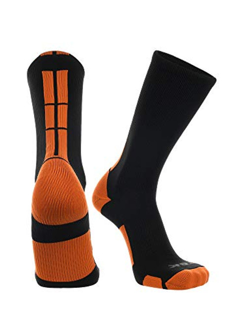 TCK Baseline 3.0 Athletic Crew Socks Black Orange Large TCK Baseline 3.0 Athletic Crew Socks Black Orange Large