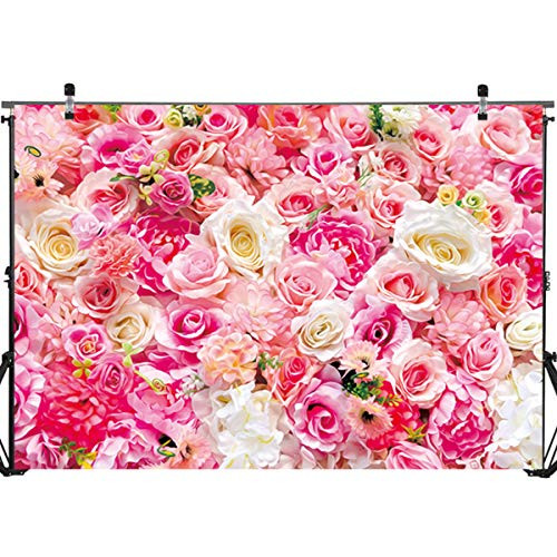 Pink Floral Backdrop Banner Decorations for Photography Spring Flower Floral Party Backdrop Background Banner Photo Booth Props Cake Table Decorations for Wedding Baby Shower Birthday 71 x 49 inch