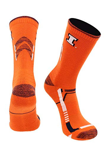 TCK Illinois Fighting Illini Champion Crew Socks  Orange Blue  Large