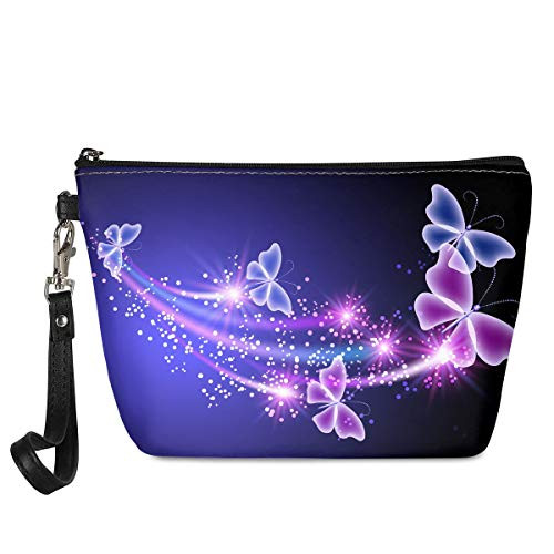 Xhuibop Neon Butterfly Makeup Bag Bulk Purple Cosmetic Pouch Clutch PU Leather Makeup Bag Purse with Strap for Teenager Zipper Cosmetic Bag Lightweight Xhuibop Neon Butterfly Makeup Bag Bulk Purple Cosmetic Pouch Clutch PU Leather Makeup Bag Purse with Strap for Teenager Zipper Cosmetic Bag Lightweight