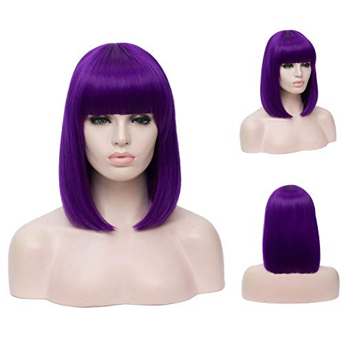 Short Purple Bob Wig Halloween Costume Hair Wigs for Women Girls Winshope Straight Natural Real Heat Resistant Synthetic Wig for Cosplay Party Include Wig Cap Short Purple Bob Wig Halloween Costume Hair Wigs for Women Girls Winshope Straight Natural Real Heat Resistant Synthetic Wig for Cosplay Party Include Wig Cap