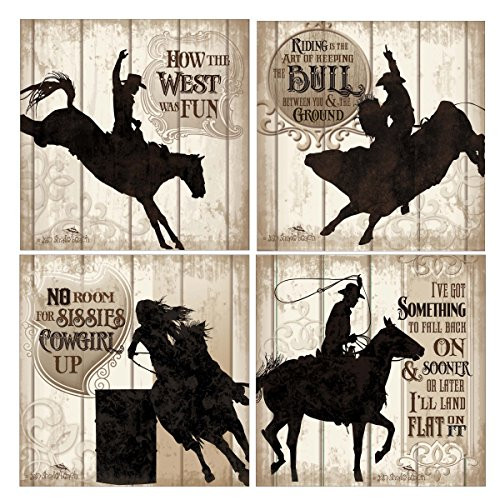 Thirstystone Stoneware Coaster Set  Cowboy Silhouettes
