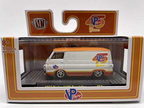 M2 Machines by M2 Collectible VP Racing 45 Years Edition 1967 Dodge A100 Panel Van 1 64 Scale R53 20-35 Metallic White Orange Details Like NO Other