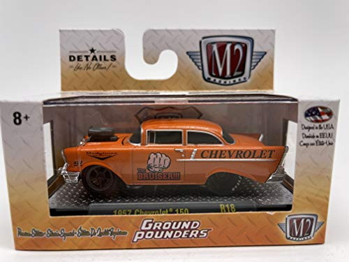 M2 Machines by M2 Collectible Ground Pounders 1957 Chevy 150 1 64 Scale R18 18-09 Orange Details Like NO Other 1 of 6880