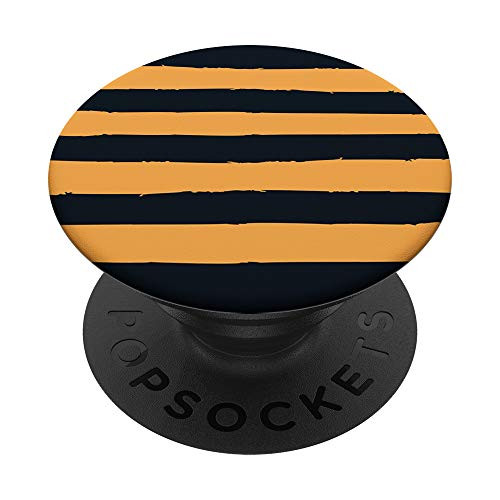 Modern Stripes Black  and  Yellow Orange AEW606 PopSockets PopGrip  Swappable Grip for Phones  and  Tablets