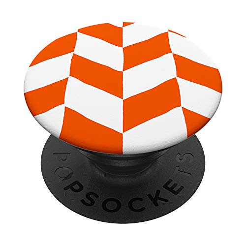 Chevron Pattern Bright Orange Red  and  White AEW573 PopSockets PopGrip  Swappable Grip for Phones  and  Tablets
