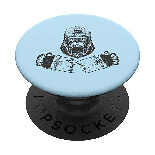 Skaters Having Fun Is My Board Okay? Monkey Skateboarding PopSockets PopGrip  Swappable Grip for Phones  and  Tablets