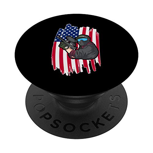 USA Flag Paintball 4th Of July Gift Patriotic Paintball PopSockets PopGrip  Swappable Grip for Phones  and  Tablets
