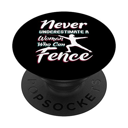 Womens Woman Who Can Fence Fencer Gift Sport Fencing PopSockets PopGrip  Swappable Grip for Phones  and  Tablets