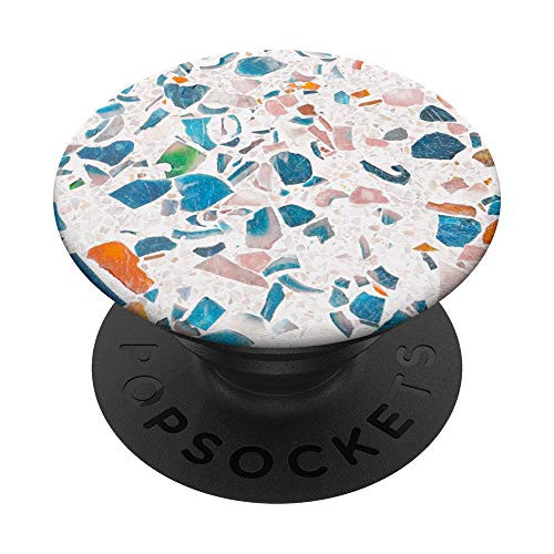 Terrazzo Blue Orange Blush Stone-Like Pattern Aesthetic PopSockets PopGrip  Swappable Grip for Phones  and  Tablets