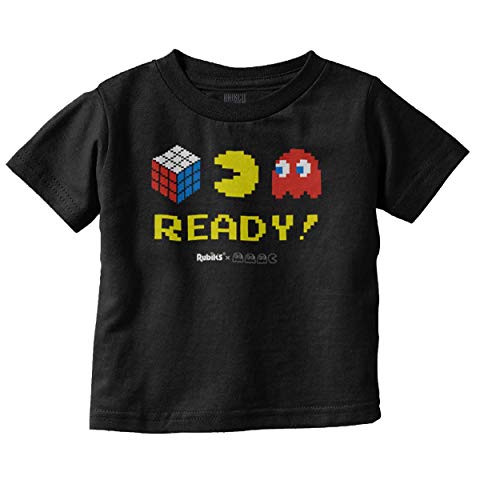 Brisco Brands Ready Rubik's Pacman Gamer Toddler Boy Girl T Shirt Black