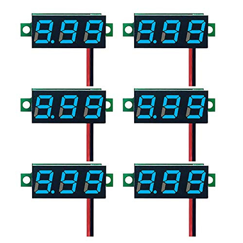DaFuRui 6pcs?BLUE?Mini Digital Voltmeter DC 4V-30V 0.28 Inch Two-Wire Mini Digital Voltmeter Voltage Tester Meter