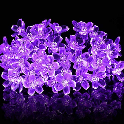 Flower String Lights  Christmas String Lights?Sakura Lights  33ft 100LED Indoor and Outdoor Decorative String Lights?Fairy Twinkle Lights for Garden  Patio  Christmas Tree  Party  Bedroom?Purple