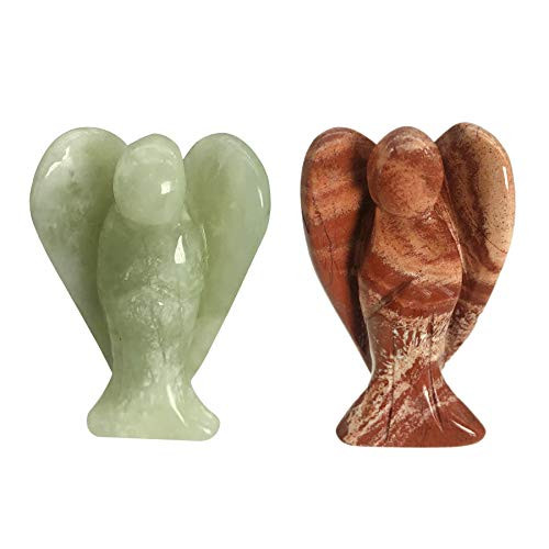 favoramulet 2Pcs Crystal Guardian Angel Statues Hand Carved Healing Crystals Pocket Stone Figurines Decoration 1.5" Light Green Jade and Red Jasper favoramulet 2Pcs Crystal Guardian Angel Statues Hand Carved Healing Crystals Pocket Stone Figurines Decoration 1.5" Light Green Jade and Red Jasper