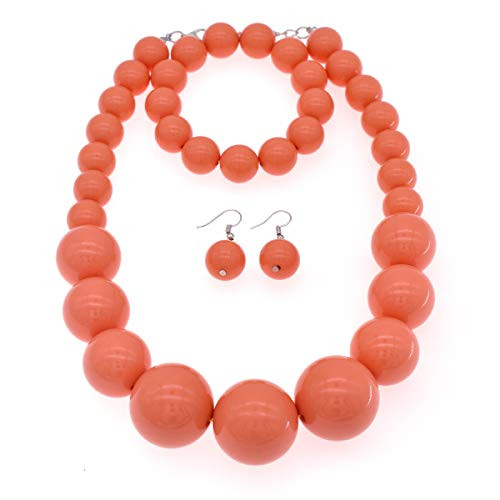 Chunky Pearl Choker Necklace  Large Pearl Statement Necklace  Trending Choker Pearl Wedding Jewelry for Brides  Boho Pearl Jewelry Set  Orange