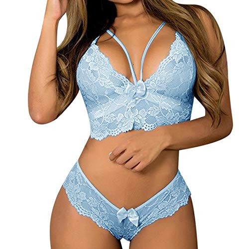 Sexy Lingerie For Women Two Pieces Sexy Lingerie Set Bra and Panty Sleepwear Set Lace Babydoll Blue Sexy Lingerie For Women Two Pieces Sexy Lingerie Set Bra and Panty Sleepwear Set Lace Babydoll Blue
