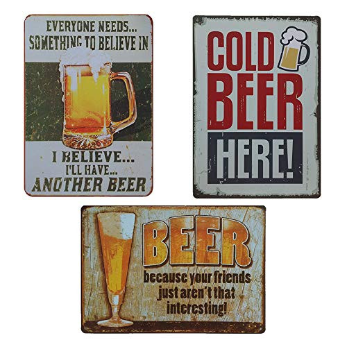 LZYMSZ 3PC Metal Bar Sign  Vintage Tin Sign 8X 12 Inch  Plaque Poster  Wall Decorations for Cafe Bar Pub Home  30X20CM