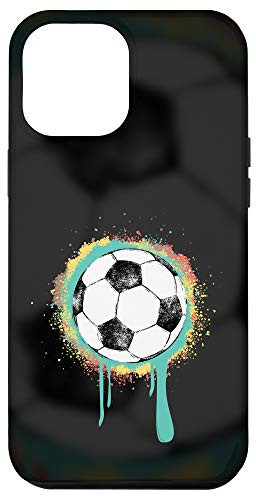 iPhone 12 Pro Max Soccer Ball with Vintage Retro Graffiti Paint Design Graphic Case