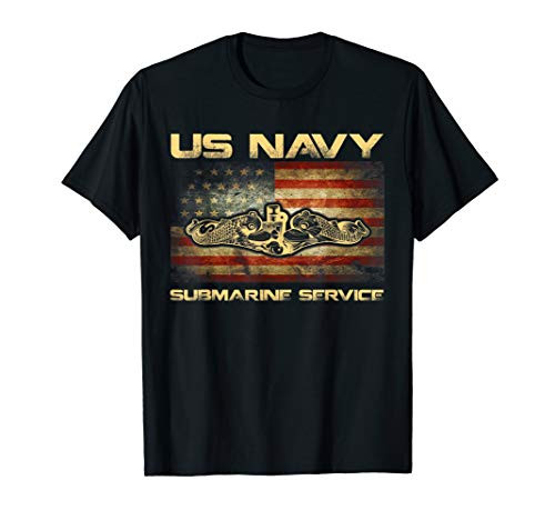 Vintage US Navy Submarine Service American Flag T-Shirt