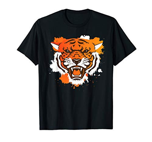 Growling Tiger Angry Paint Splashes T-Shirt