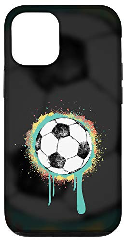iPhone 12 12 Pro Soccer Ball with Vintage Retro Graffiti Paint Design Graphic Case