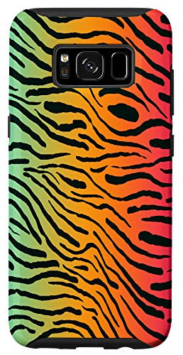 Galaxy S8 Zebra Animal Print gradient green orange red Case