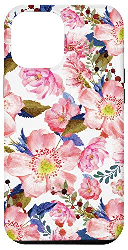 iPhone 12 Pro Max Flower Patterns Pink Watercolor Floral Botanical Garden Gift Case