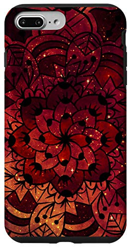 iPhone 7 Plus 8 Plus Galaxy Cosmos Mandala colorful red orange Phone Case