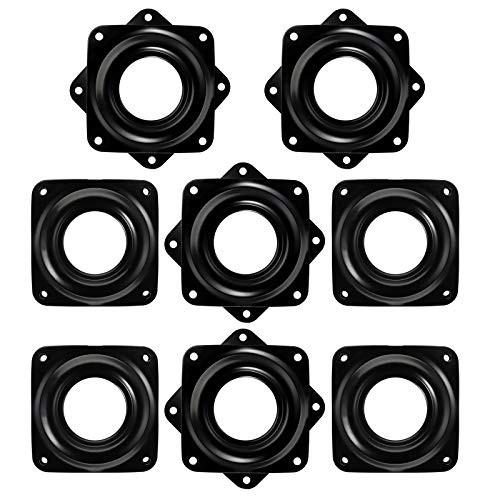 Fasmov 8 Pack 2.8 Inches Lazy Susan Turntable  Square Rotating Plate with 100 LB Capacity  5 16 Inch Thick  Black
