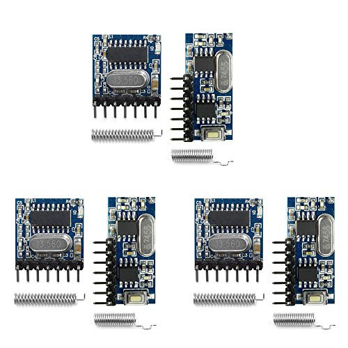 QIACHIP 3 Sets of 433mhz RF Transmitter and Receiver Module Wireless 4 Channel Output Link Kit Set with 1527 Learning Code for Remote Control