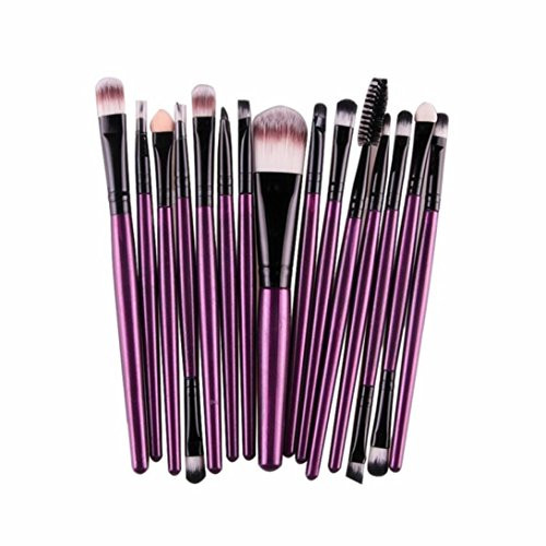 Exteren 15 pcs Sets Eye Shadow Foundation Eyebrow Lip Brush Makeup Brushes Tool Blending Brush Makeup Kit  Purple