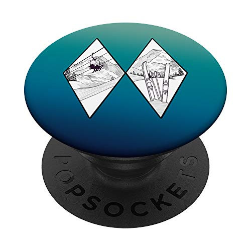 Graphic Difficult Run Marker Ski Snowboard Ski Lift Mountain PopSockets PopGrip  Swappable Grip for Phones  and  Tablets