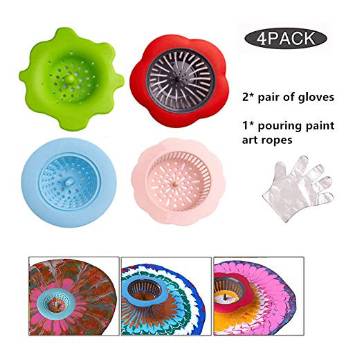 Acrylic Pouring Painting Strainer Supplies, Pour Painting Supplies Silicone Pour Painting Medium Strainer for Pouring Acrylic Paint and Creating Unique Patterns and Designs (4-Pack)