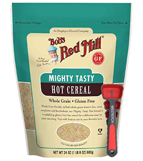 Bob's Red Mill Gluten Free Mighty Tasty Hot Cereal 24 Ounce Bundle with Swivel Measuring Spoons by Westkitch