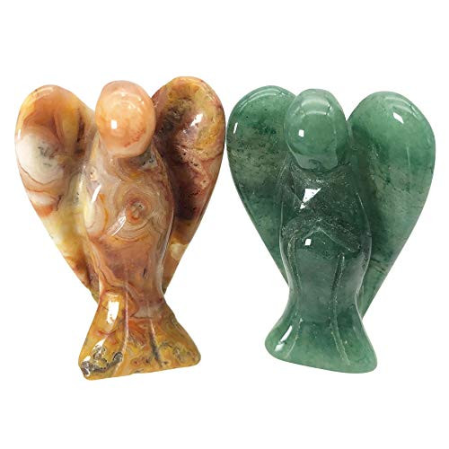 favoramulet 2Pcs Crystal Guardian Angel Statues Hand Carved Healing Crystals Pocket Stone Figurines Decoration 1.5" Crazy Agate and Green Aventurine favoramulet 2Pcs Crystal Guardian Angel Statues Hand Carved Healing Crystals Pocket Stone Figurines Decoration 1.5" Crazy Agate and Green Aventurine