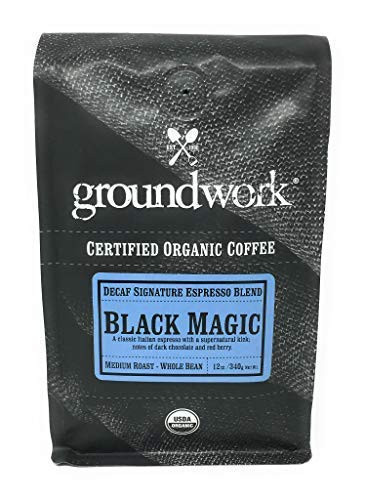 Groundwork Certified Organic Whole Bean Coffee  Decaf Black Magic  12 oz Bag