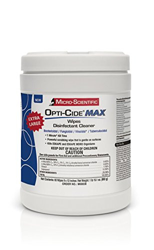 Micro-Scientific-M60038 Wipes Disinfectant Cleaner 65 XL Wipes Professional Disposables Surface Disinfectant Cleaning Wipes Opti Cide Max