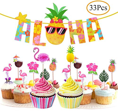 33Pcs Hawaiian Luau Tropical Cupcake Toppers Aloha Banner for Hawaiian Luau Summer Flamingo Birthday Party Cake Food Decoration Supplies Hawaiian Jungle Party Decoration Set Luau Party Supplies Favors 33Pcs Hawaiian Luau Tropical Cupcake Toppers Aloha Banner for Hawaiian Luau Summer Flamingo Birthday Party Cake Food Decoration Supplies Hawaiian Jungle Party Decoration Set Luau Party Supplies Favors