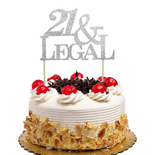 21 & Legal Cake Topper, 21st Anniversary Birthday Party Decor, Happy 21st Cake Toppers, Cheers to 21 Years Party Decorations Silver Glitter 21 & Legal Cake Topper, 21st Anniversary Birthday Party Decor, Happy 21st Cake Toppers, Cheers to 21 Years Party Decorations Silver Glitter