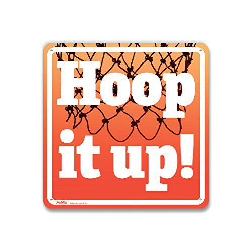 PetKa Signs and Graphics PKBL-0056-NA_10x10"Hoop it up" Aluminum Sign  10" x 10"  White on Net Photo