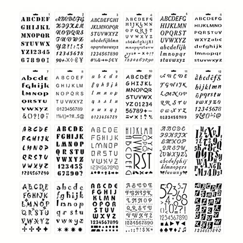 24 Pcs Letter Number Stencils Alphabet Stencil for Bullet Journal DIY Drawing Templates for Planner  Notebook  Diary  Scrapbook Card Drawing Craft Accessories  4x7 inch