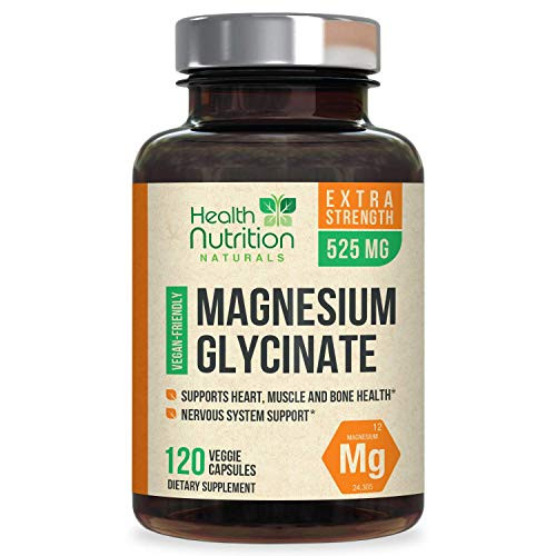 Magnesium Glycinate High Absorption Chelated 525mg  Made in USA  Vegan Sleep and Stress Support for Leg Cramps and Muscles  Highly Bioavailable Mag Supplement  Non GMO - 120 Capsules