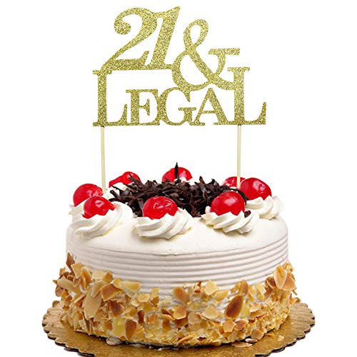 21 & Legal Cake Topper, 21st Anniversary Birthday Party Decor, Happy 21st Cake Toppers, Cheers to 21 Years Party Decorations Gold Glitter 21 & Legal Cake Topper, 21st Anniversary Birthday Party Decor, Happy 21st Cake Toppers, Cheers to 21 Years Party Decorations Gold Glitter