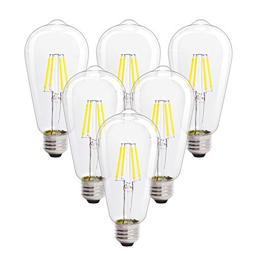 LED Edison Light Bulbs 4W 4000K Daylight White Dimmable Vintage Edison Bulb Antique LED Bulbs, 40W Equivalent, Squirrel Cage Filament, 380LM, ST64, E26 Base (4W-4000K-6Pack)