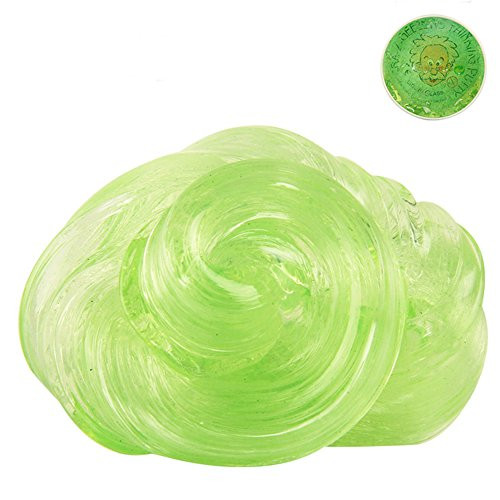 LOVEYIKOAI Fluffy Slime Transparent Clay Scented Sludge Toy for Kids and Adults Jumbo Fluffy Floam Slime Stress Relief Toy,Super Soft and Non-Sticky Safety (Green)