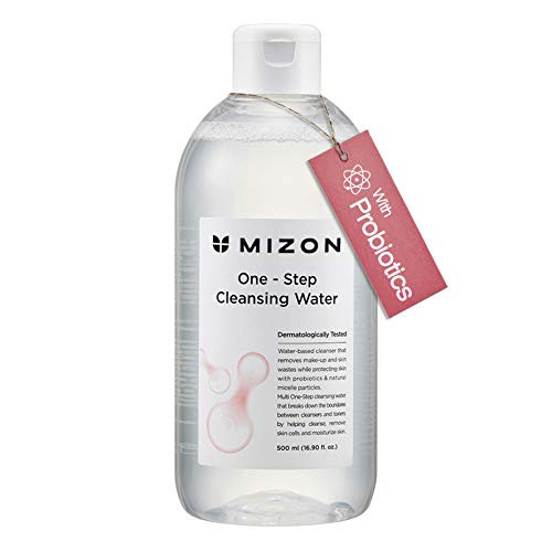 Micellar Cleansing Water with Probiotics 16.9 Ounces  Facial Cleanser and Makeup Remover  Facial Cleansing Water with Probiotics and Natural Ingredients for Sensitive Skin by Mizon  1 Pack 16.9 fl oz