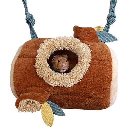 Mummumi Small Animals Hammock Hamster Bed Stump Plush Guinea Pig Hanging Bed Squirrel Bed Warm Winter Nest for Hamster Sugar Glider Rat