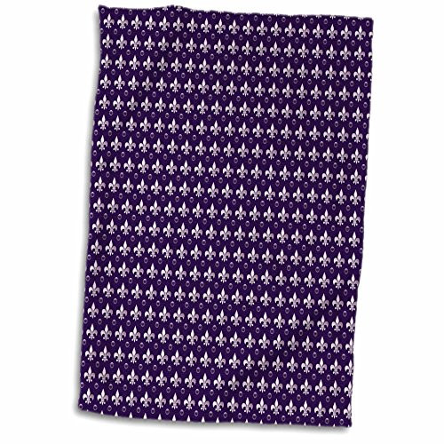 3D Rose Fleur De Lis Pattern Print Purple TWL_212014_1 Towel  15" x 22"