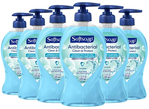 Softsoap Antibacterial Liquid Hand Soap Pump  Clean  and  Protect  Cool Splash - 11.25 Fluid Ounce  6 Packs